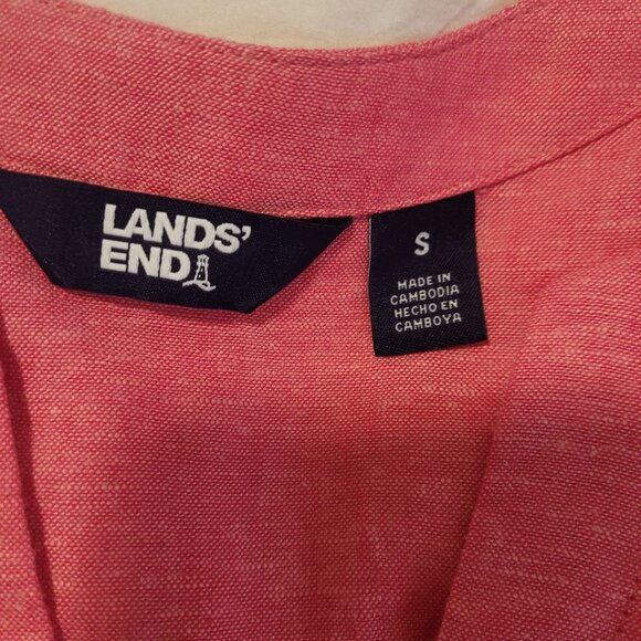 Lands End Pink Linen blend Tunic Top Split Neck 3/4 Sleeve S Beachcore Granny - Picture 6 of 6
